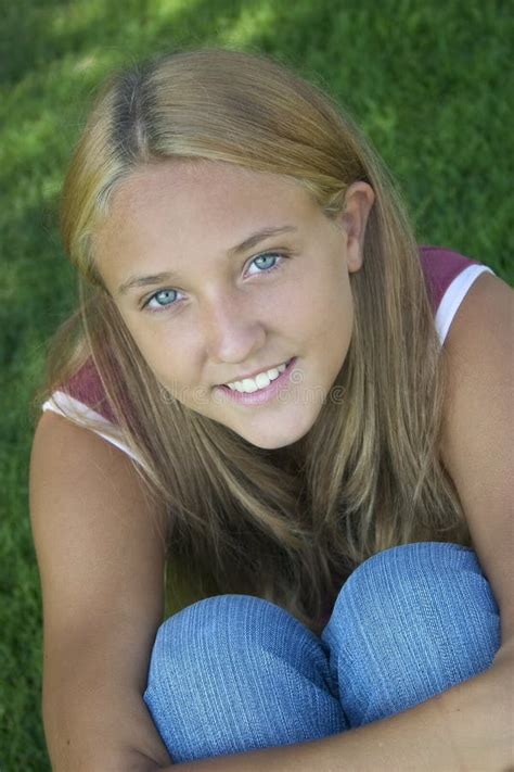 Teen Girl Stock Photo Image Of Blue Smiling Teenagers