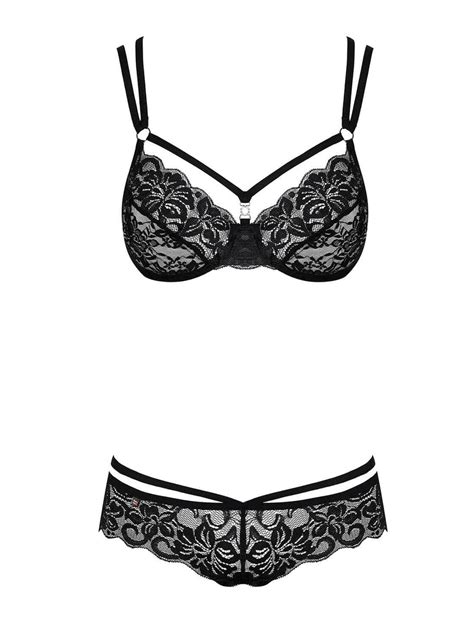 seductive black lace bra and panty set lingerie seduction