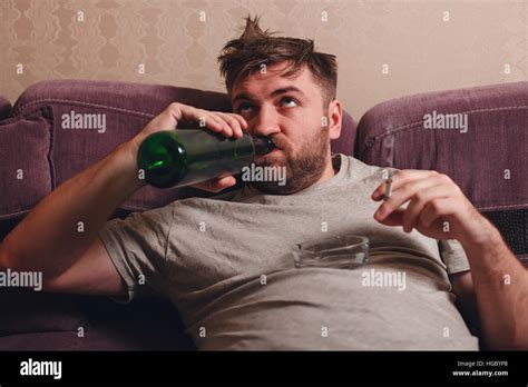 Drunk Man Drink Alcohol Stock Photo Alamy