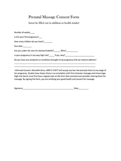 prenatal massage consent form fill out and sign online dochub