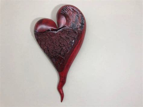 Red Heart Myrtle Wood Carving Present Red Hearts Art Wood Hearts