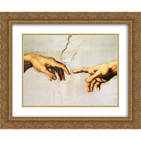 Creation Of Adam Hands 2x Matted 20x24 Gold Ornate Framed Art Print