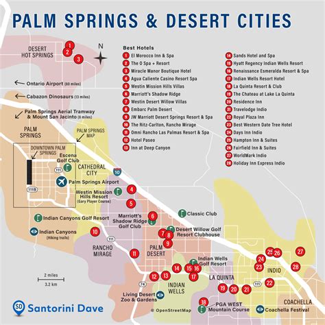 Palm Springs Hotel Map Downtown And Desert Cities