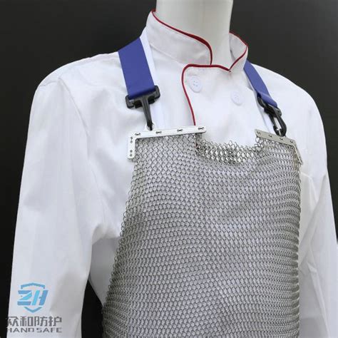 Stainless Steel Chainmail Mesh Apron With Adjustable Textile Strap For