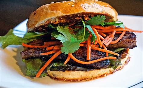 Asian Infused Pork Belly Sandwich With Steamed And Baked