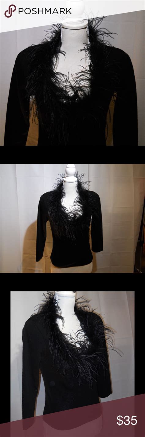 Marabou Feather Neckline Sweater Sweaters Charlotte Russe Tops Neckline