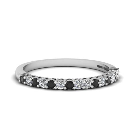 Prong Set Anniversary Womens Wedding Band Ring With Black Diamond In 950 Platinum FDENS3056BGBLACK NL WG 