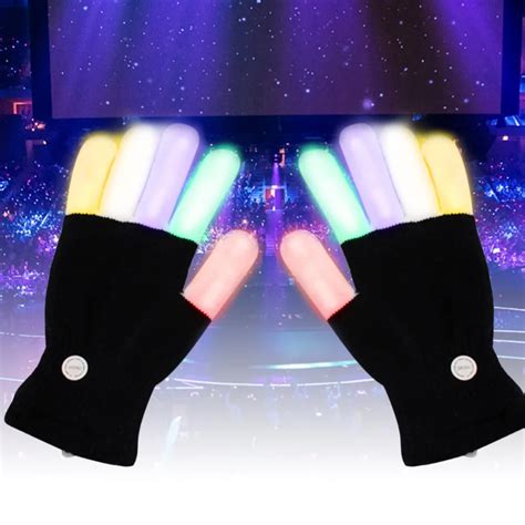 2 Pcs Creative Left And Right Led Lighting Flashing Glow Mittens Gloves