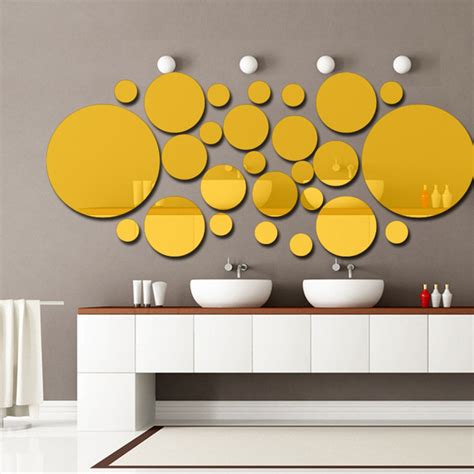 26pcsset Diy Mirror Wall Stickers Acrylic Mirrored Decorative Polka