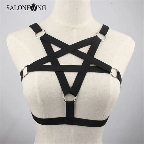 2017 new fashion pastel goth garterbelt gothic star bust bondage bra rave wear binding women