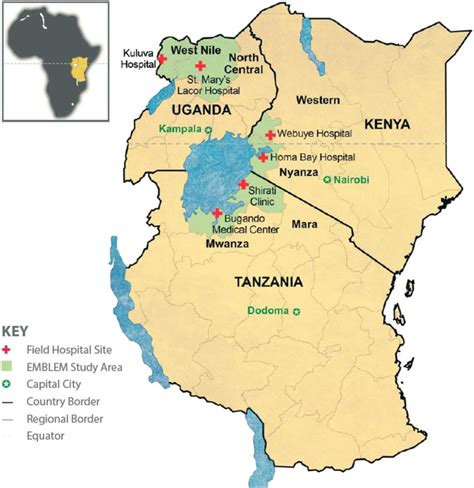Map Of East Africa Showing Six Regions Of The Emblem Study Area