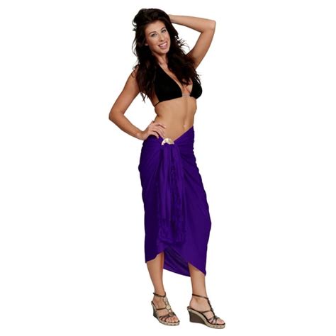 1 World Sarongs 1 World Sarongs Womens Beach Cover Up Solid Color Sarong In Dark Purple