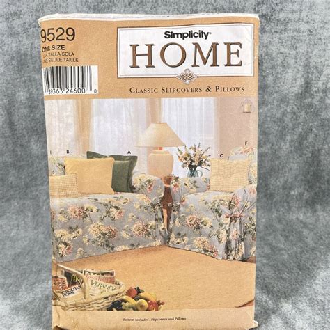 Simplicity 9529 Classic Couch And Chair Slipcovers Throw Pillows Sewing