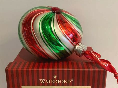 Waterford Holiday Giant Peppermint Hand Blown Jeweled Glass Christmas