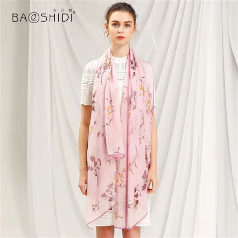 Baoshidi 2018 New Arrival 100 Silk Scarf Women Fashion Chiffon Long Silk Scarves Infinity Large