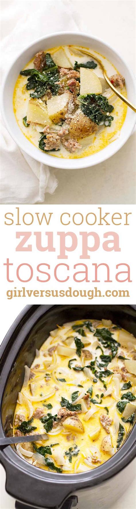 Drain off excess fat and place into a slow cooker. Slow Cooker Zuppa Toscana | Recipe | Sausage and kale soup ...