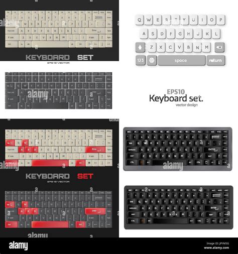 Big Vector Set Realistic Black Keyboard Smartphone Light Keyboard