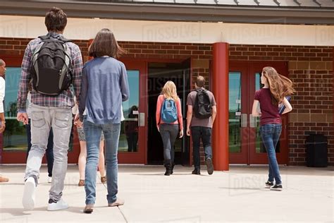 High School Students Entering School Building Stock Photo Dissolve