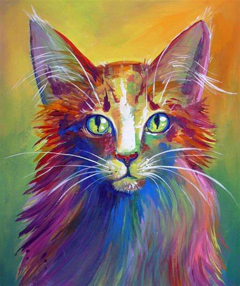 Colorful Cat 6 By San T On Deviantart Cat Art Painting Cat Colors