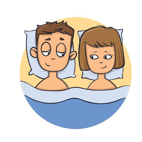 Best Cartoon Of The Romantic Loving Couple Sleep Bed Illustrations