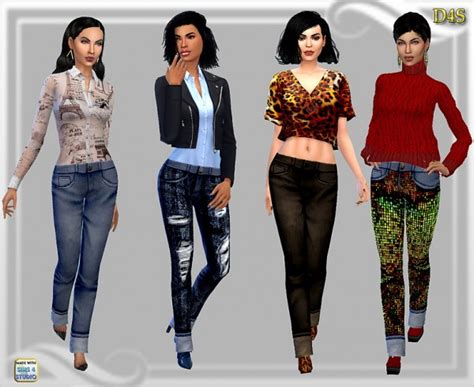 Dreaming 4 Sims Ladies Cuff Boyfriend Jeans Sims 4 Downloads