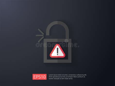 Open Padlock Attention Icon With Exclamation Mark Symbol Warning Alert
