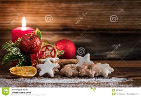 Lebkuchen (german christmas cookies) w/ honey, white sugar, butter, eggs, apricot jam or orange marmalade, baking powder, baking soda, all purpose flour, almond meal, cloves, cardamom, allspice, ginger. Traditional German Christmas Cookies: Cinnamon Stars Stock Photo - Image of december, candle ...