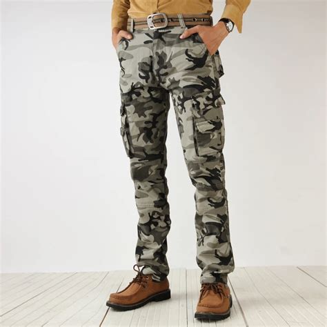 2017 men s camouflage cargo pants men army green multi pockets combat casual cotton loose