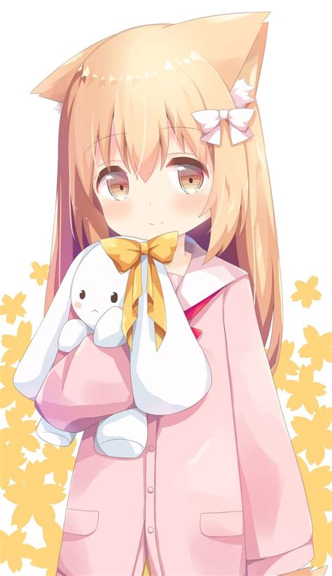 Cute Anime Girl Blonde Dress Rabbit Animal Ears 650x1127