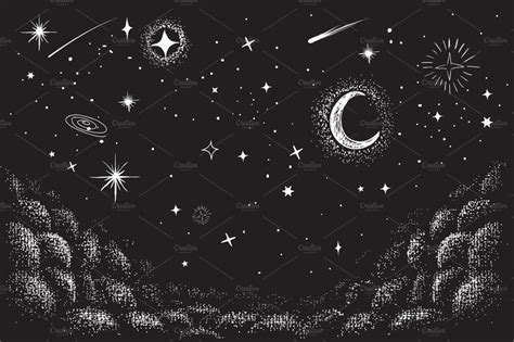 View To The Sky In Nighttime Night Sky Drawing Drawing Stars Sky Design