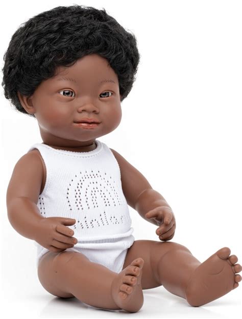 Miniland 15 Baby Doll African Boy With Down Syndrome Set 3 Piece