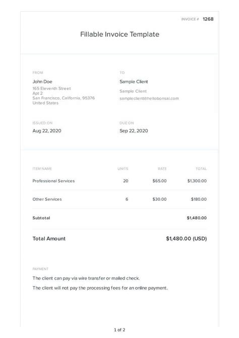2021 Billing Invoice Template Fillable Printable Pdf And Forms Handypdf