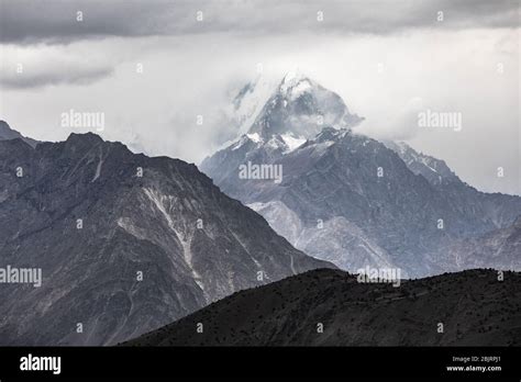 Karakoram Mountain Range Panorama On The Way To Rush Lake Cloudy Day