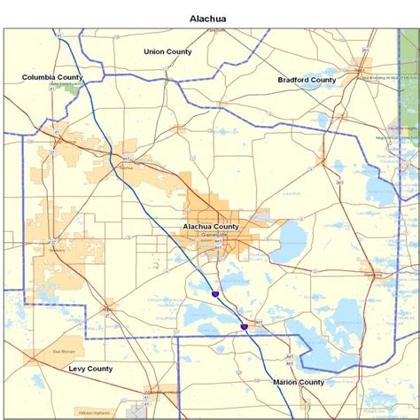 Road Map Of Alachua County Florida Road Map