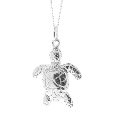 Sea Turtle Necklace Sterling Silver With 18 Silver Etsy Uk Turtle Pendant Silver Body