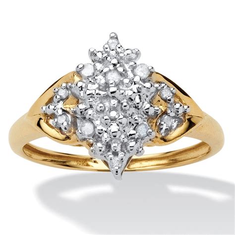 1 10 TCW Round Diamond Cluster Anniversary Ring In 10k Gold At