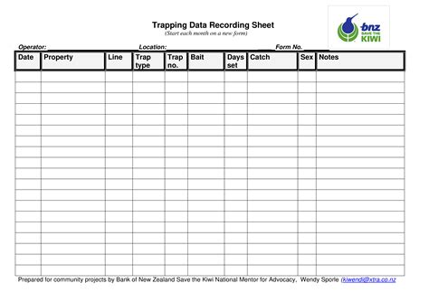 Trapping Data Recording Sheet Do You Need To Write A Trapping Data