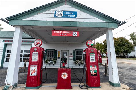 Amblers Texaco Gas Station In Dwight Illinois Route 66 Road Map