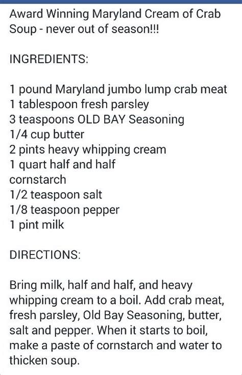 With ingredients that are readily sourced, a recipe that is straightforward & easy to prepare and with a final product that accommodates a wide range of palates…. Award Winning Maryland Cream of Crab Soup | Crab soup, Old ...