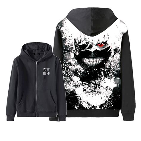 Anime Tokyo Ghoul Kaneki Ken Cosplay Unisex 3d Casual Zip Jacket Coat
