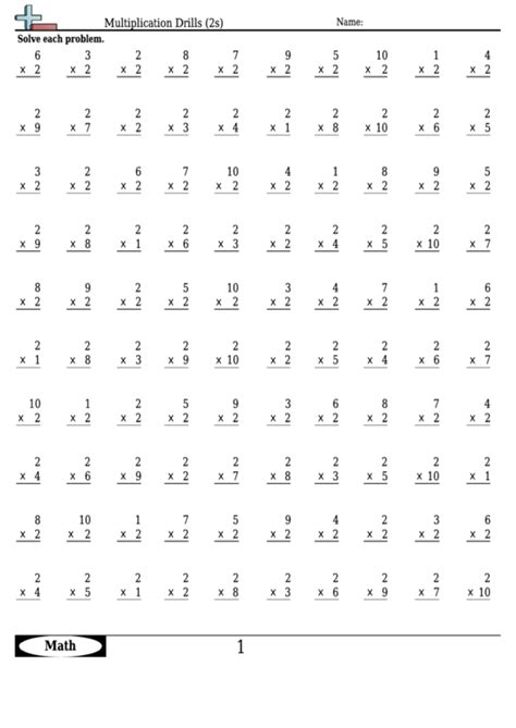 Multiplication By 2s Worksheet