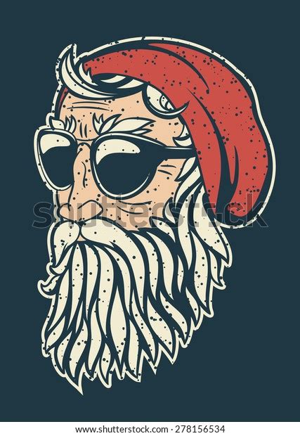 Trendy Hipster Santa Claus Vector Illustration Stock Vector Royalty