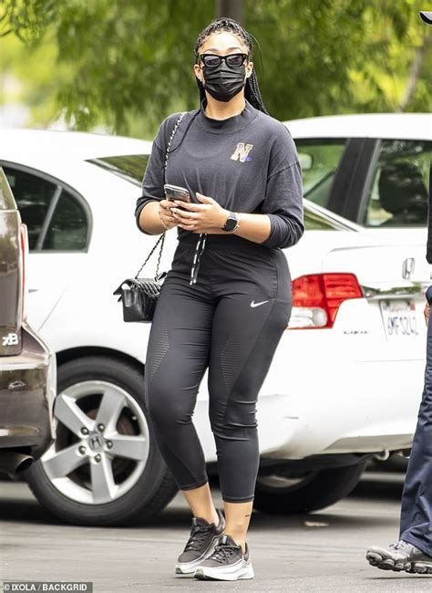 Jordyn Woods Flaunts Her Curves In A Pair Of Black Nike Leggings As She Enjoys Some Retail