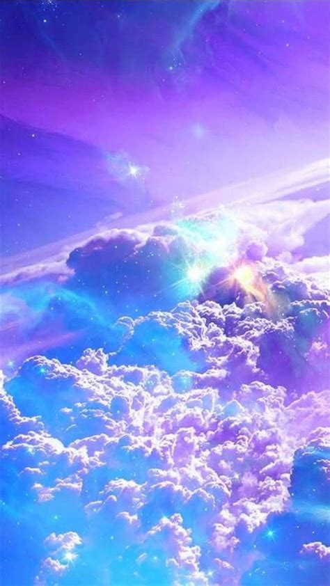 Purple Pink Blue Turquoise Clouds Galaxy Phone Star Filled Sky Galaxy