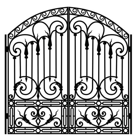 Old Wrought Iron Gates Silhouette Illustrations Royalty Free Vector