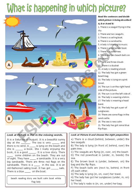 Picture description exercises. - ESL worksheet by cunliffe