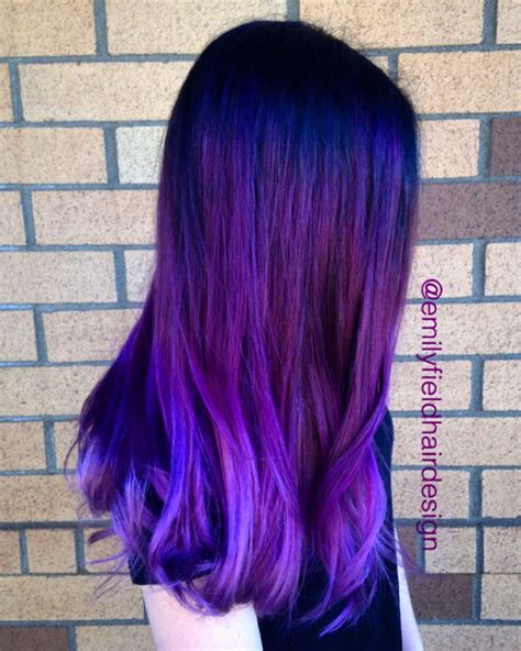 Bright Purple Hair Faded Purple Ends Black Roots Color