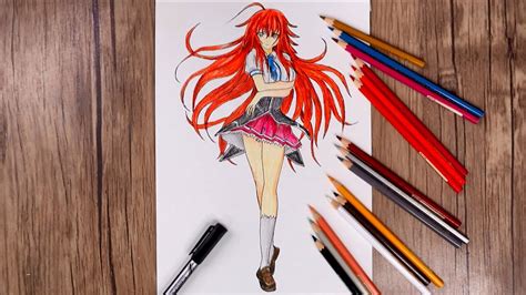 How To Draw Rias Gremory Step By Step Anime High School Drawing