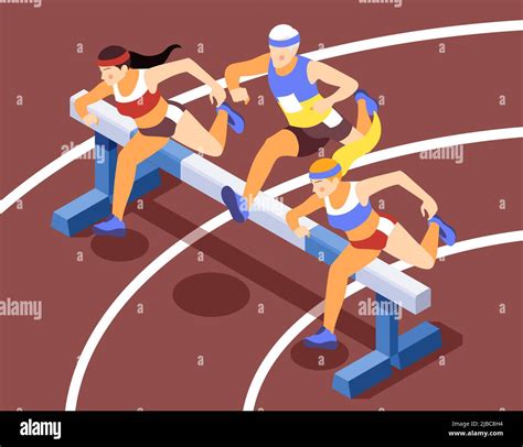 Sport Track Race Competition Isometric Background Compositions With