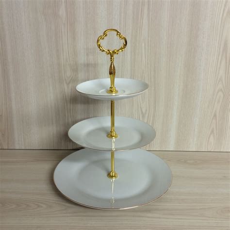 3 Tier Cake Stand Whitegold The Pretty Prop Shop Wedding And Event Hire